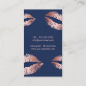 Makeup Artist Roos Gold Lips Elegant Navy Blue Visitekaartje (Achterkant)