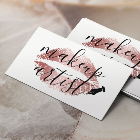 Makeup Artist Roos Gold Lips Elegant Typografie Visitekaartje