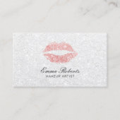 Makeup Artist Roos Gold Lips Elegant White Glitter Visitekaartje (Voorkant)