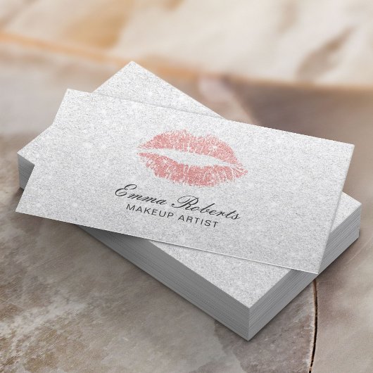 Makeup Artist Roos Gold Lips Elegant White Glitter Visitekaartje