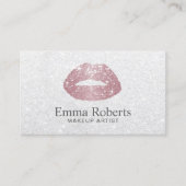 Makeup Artist Roos Gold Lips Elegant White Glitter Visitekaartje (Voorkant)