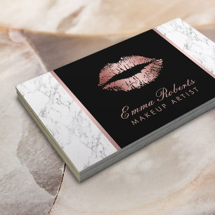 Makeup Artist Roos Gold Lips Elegant White Marble Visitekaartje