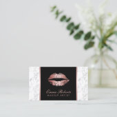 Makeup Artist Roos Gold Lips Elegant White Marble Visitekaartje (Staand voorkant)