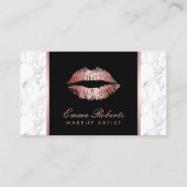 Makeup Artist Roos Gold Lips Elegant White Marble Visitekaartje (Voorkant)