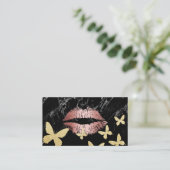 Makeup Artist Roos Gold Lips & Gold Butterflies Visitekaartje (Staand voorkant)