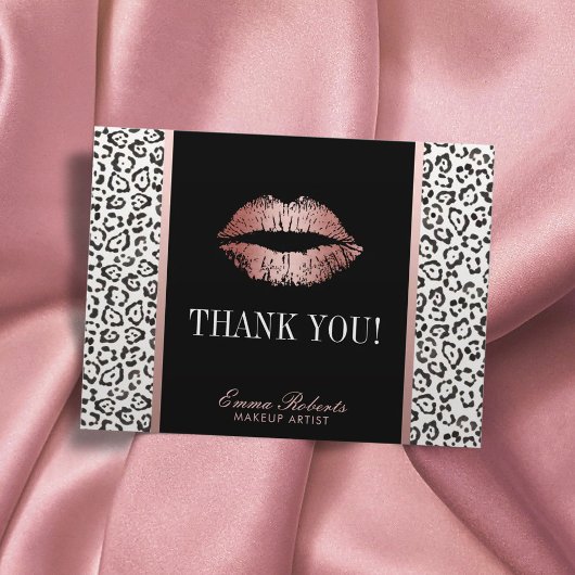 Makeup Artist Roos Gold Lips Leopard Briefkaart
