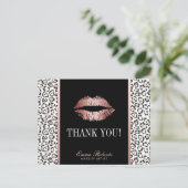 Makeup Artist Roos Gold Lips Leopard Briefkaart (Staand voorkant)