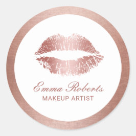 Makeup Artist Roos Gold Lips Modern Beauty Salon Ronde Sticker