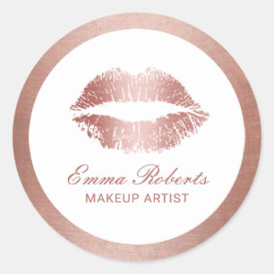 Makeup Artist Roos Gold Lips Modern Beauty Salon Ronde Sticker