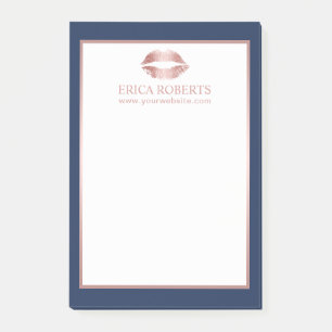 Makeup Artist Roos Gold Lips Modern Navy Blue Post-it® Notes