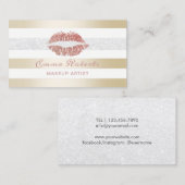 Makeup Artist Roos Gold Lips Moderne Gold Stripes Visitekaartje (Voorkant / Achterkant)
