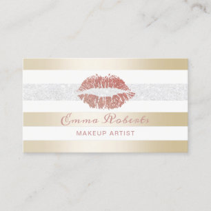 Makeup Artist Roos Gold Lips Moderne Gold Stripes Visitekaartje