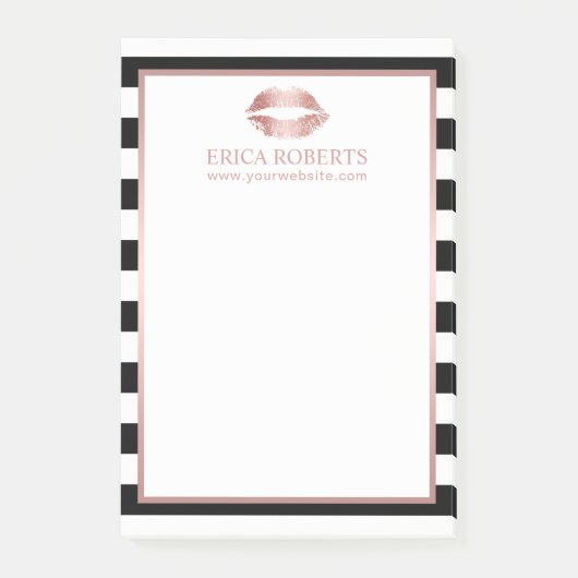 Makeup Artist Roos Gold Lips Moderne Stripes Salon Post-it® Notes (Voorkant)