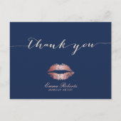 Makeup Artist Roos Gold Lips Navy Blue Hartelijk d Briefkaart (Voorkant)