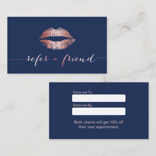 Makeup Artist Roos Gold Lips Navy Blue Referral (Voorkant / Achterkant)