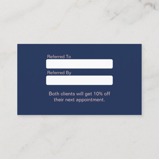 Makeup Artist Roos Gold Lips Navy Blue Referral (Achterkant)