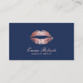 Makeup Artist Roos Gold Lips Navy Blue Salon Afsprakenkaartje (Voorkant)