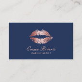 Makeup Artist Roos Gold Lips Navy Blue Salon Visitekaartje (Voorkant)