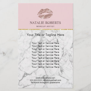 Makeup Artist Roos Gold Lips Roze marmer Salon Flyer