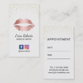 Makeup Artist Roos Gold Lips Salon Appointment Afsprakenkaartje (Voorkant / Achterkant)