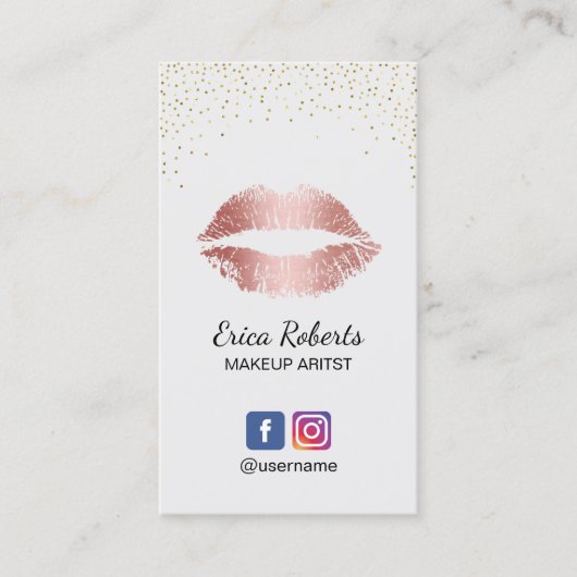 Makeup Artist Roos Gold Lips Salon Appointment Afsprakenkaartje (Voorkant)