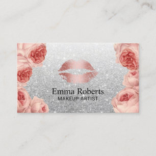 Makeup Artist Roos Gold Lips Silver Glitter Floral Visitekaartje