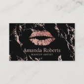 Makeup Artist Roos Gold Lips Trendy Marble Salon Visitekaartje (Voorkant)