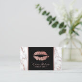 Makeup Artist Roos Gold Lips Trendy Marble Visitekaartje (Staand voorkant)