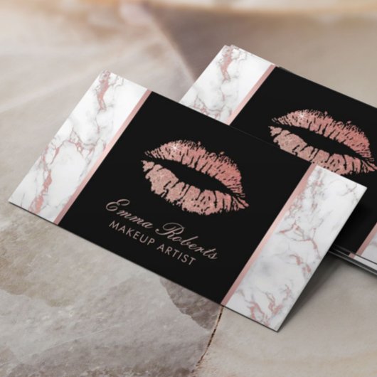 Makeup Artist Roos Gold Lips Trendy Marble Visitekaartje