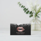 Makeup Artist Roos Gold Lips Trendy Silver Drivers Visitekaartje (Staand voorkant)