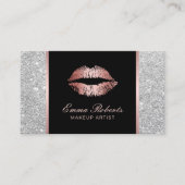 Makeup Artist Roos Gold Lips Trendy Silver Glitter Visitekaartje (Voorkant)