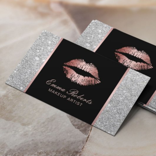 Makeup Artist Roos Gold Lips Trendy Silver Glitter Visitekaartje