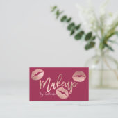 Makeup Artist Roos Gold Lips Typografie Moderne Visitekaartje (Staand voorkant)