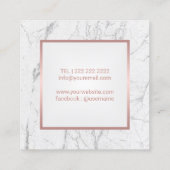 Makeup Artist Roos Gold Lips White marble Vierkante Visitekaartje (Achterkant)