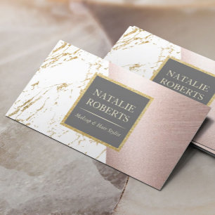 Makeup Artist Roos Gold Modern Marble Hair Stylist Visitekaartje