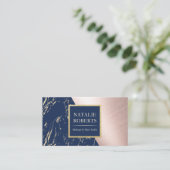 Makeup Artist Roos Gold Navy Marble Hair Salon Visitekaartje (Staand voorkant)