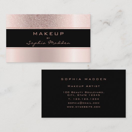 Makeup Artist Roos Gold Ombre Trendy Glitter Visitekaartje (Voorkant / Achterkant)