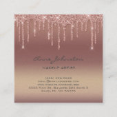 Makeup Artist Roos Gold Pink Glitter en Sparkle Vierkante Visitekaartje (Achterkant)