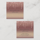 Makeup Artist Roos Gold Pink Glitter en Sparkle Vierkante Visitekaartje (Voorkant / Achterkant)