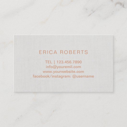 Makeup Artist Roos Gold Script Elegant Linen Visitekaartje (Achterkant)