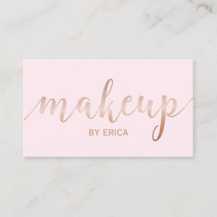 Makeup Artist Roos Gold Script Girly Blush Pink Visitekaartje