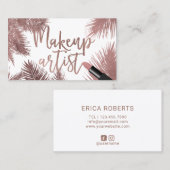 Makeup Artist Roos Gold Typography Tropical Leaves Visitekaartje (Voorkant / Achterkant)
