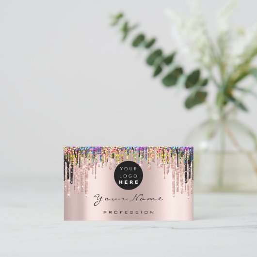 Makeup Artist Roos Holografen Logo Afsprakenkaartje (Staand voorkant)