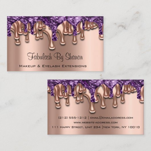 Makeup Artist Roos Paarse Drift Nails Salon Visitekaartje (Voorkant / Achterkant)