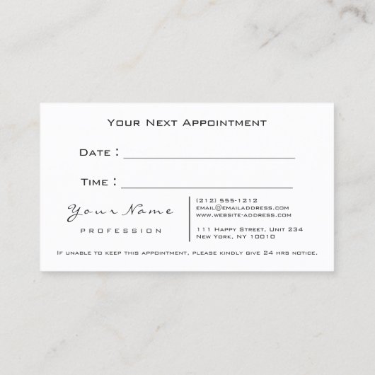 Makeup Artist Roos White VIP Wax Appointcard Afsprakenkaartje (Achterkant)