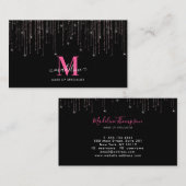 Makeup Artist Rosegold Pink Drip Glitter Monogram Visitekaartje (Voorkant / Achterkant)