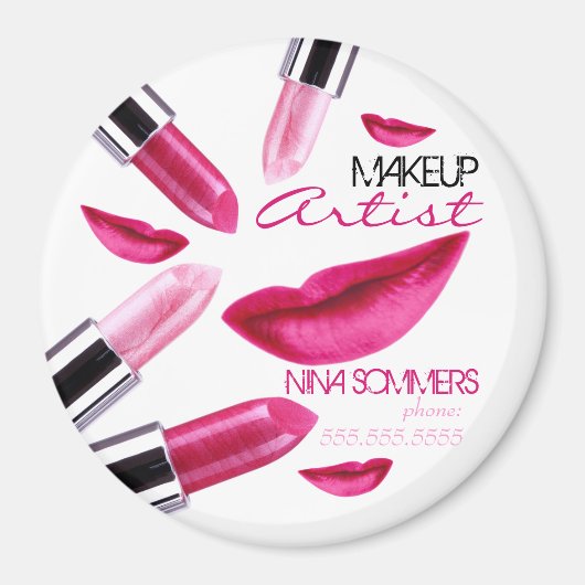 Makeup Artist Round Magnet (Voorkant)