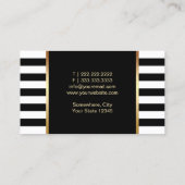 Makeup Artist Roze Lips Modern Black White Stripes Visitekaartje (Achterkant)