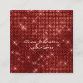 Makeup Artist Ruby Red Sparkle Glitter Glam Vierkante Visitekaartje (Voorkant)