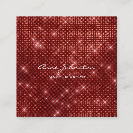 Makeup Artist Ruby Red Sparkle Glitter Glam Vierkante Visitekaartje (Voorkant)